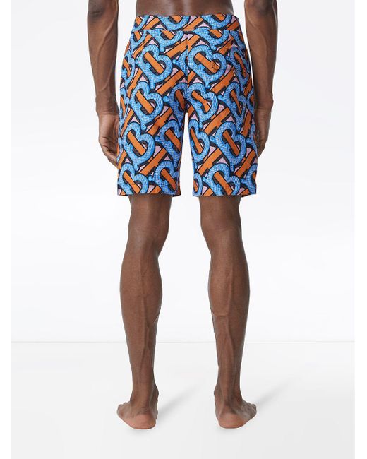Burberry Monogram-print Knee-length Swim Shorts in Blue for Men | Lyst UK