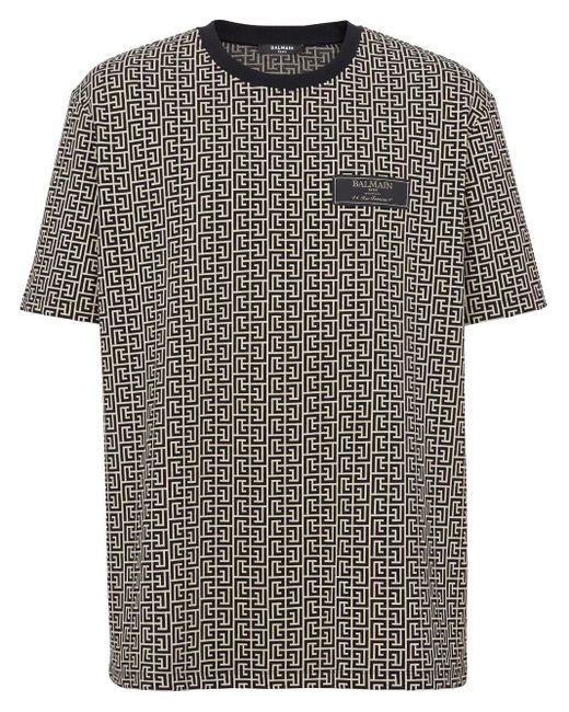 T-shirt girocollo monogram di Balmain in Gray da Uomo