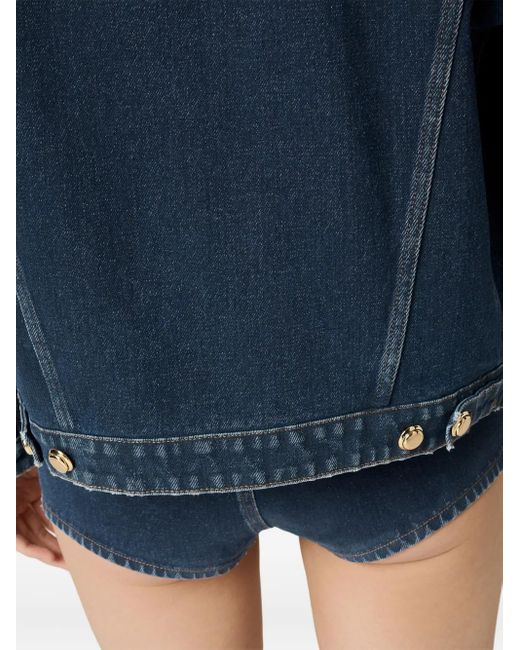 Miu Miu Blue Flocked Denim And Velvet Blouson Jacket