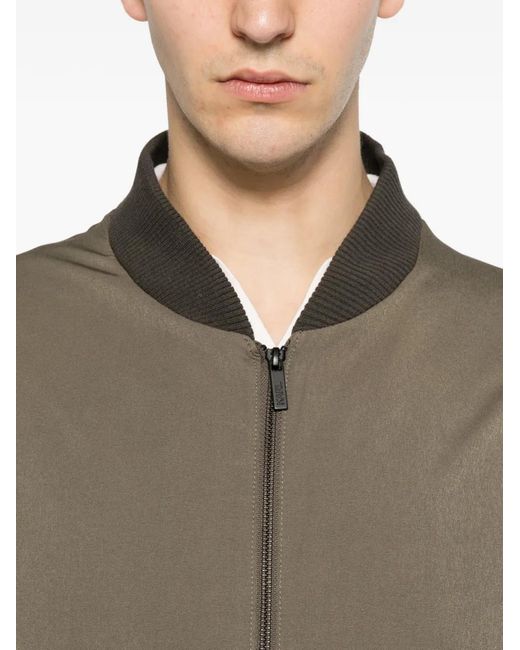 Karl Lagerfeld Brown Veste Bomber Zippée À Bords Nervurés for men