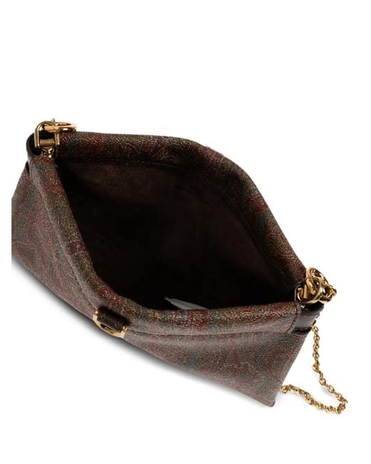 Etro Brown Mini Talk Paisley Clutch Bag