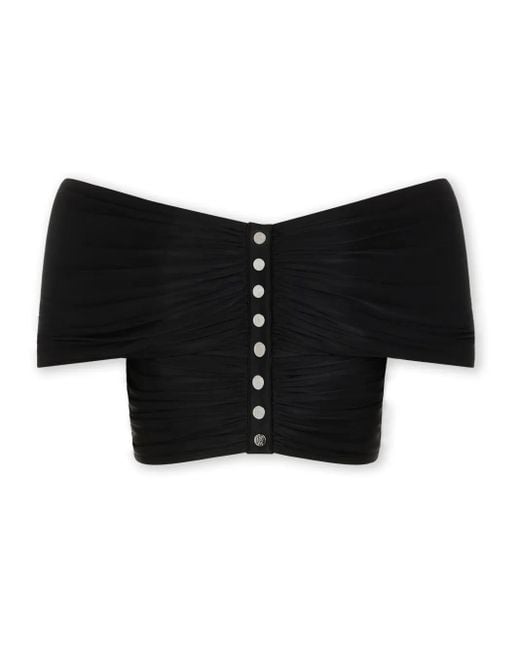 Rabanne Black Off-Shoulder Draped Top