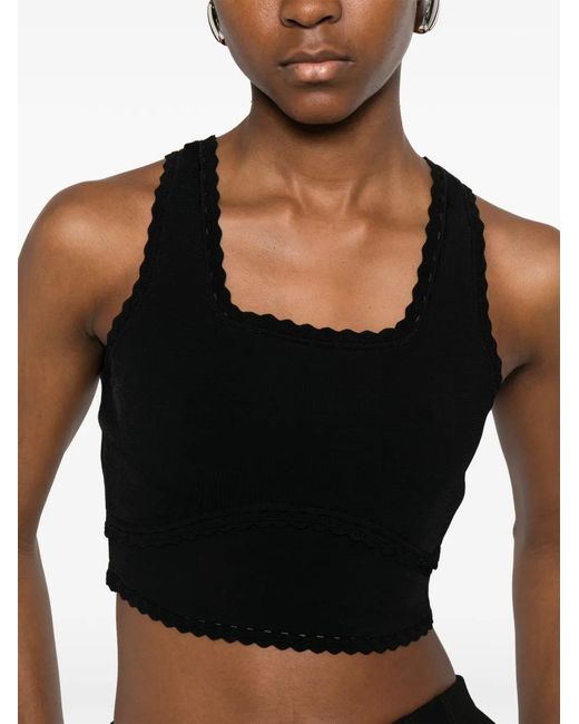 Sandro Black Cropped Decorative Knit Top