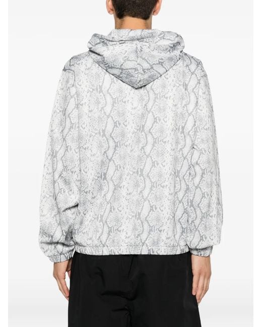 Stussy White Snake-Print Zip-Up Hoodie