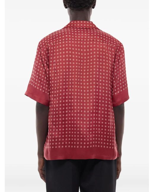 Fursac Red Geometric-Pattern Short-Sleeve Shirt for men