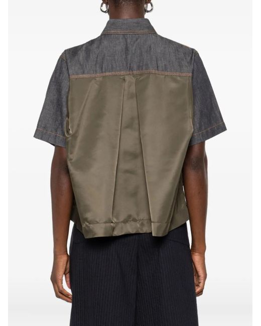 Sacai Gray Double-Pocket Denim Shirt