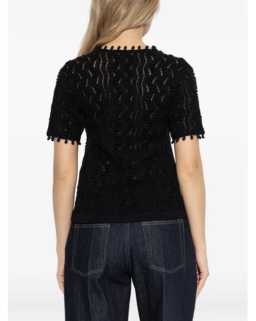 Jil Sander Black Pompom-Trim Top