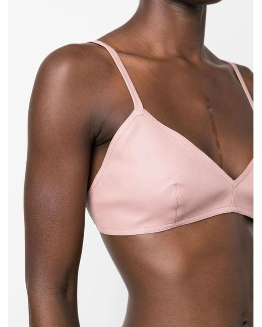 The Mannei Pink Sierra Leather Cropped Tank Top
