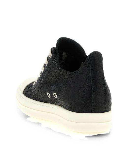 Rick Owens Black Python-Effect Hammered Leather Sneakers