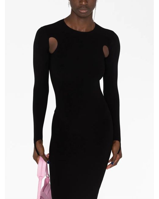 ANDREADAMO Black Sculpting Cut-Out Mididress
