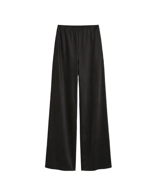 Reformation Black Gale Satin Trousers