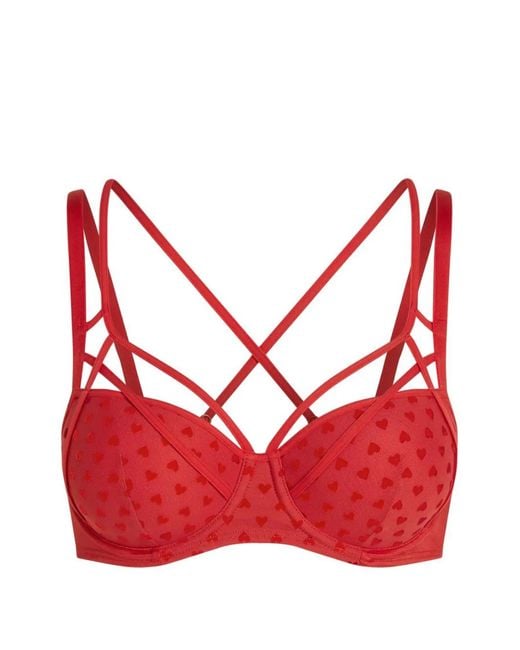 Marlies Dekkers Red Heart-Print Strap-Detail Bra