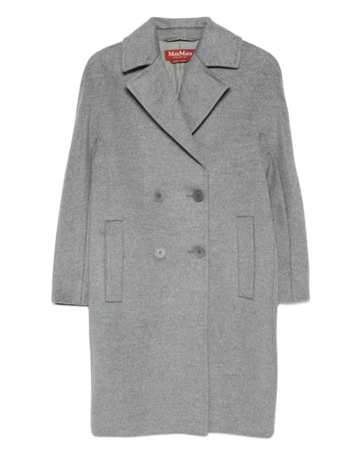 Max Mara Wollen Jas Met Dubbele Rij Knopen in het Gray