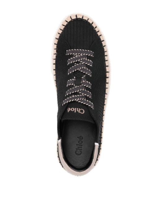 Chloé Black + Net Sustain Telma Sneakers Aus Recyceltem Strick Mit Kordelbesätzen