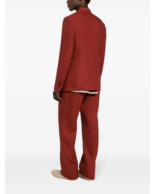 Dolce & Gabbana Red Double-breasted Linen Blazer for men