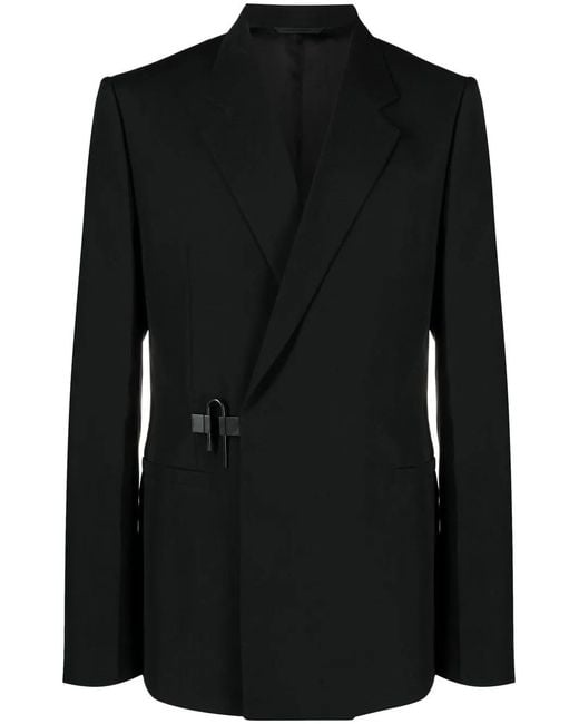 Givenchy Black U-Lock Buckle Wool Blazer for men