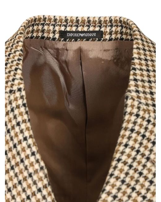 Emporio Armani Gray Double-Breasted Houndstooth Blazer for men