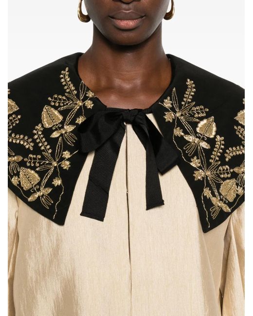 Bode Natural Embroidered-Collar Jacket