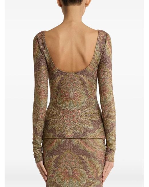 Etro Brown Oberteil im Glitter-Look