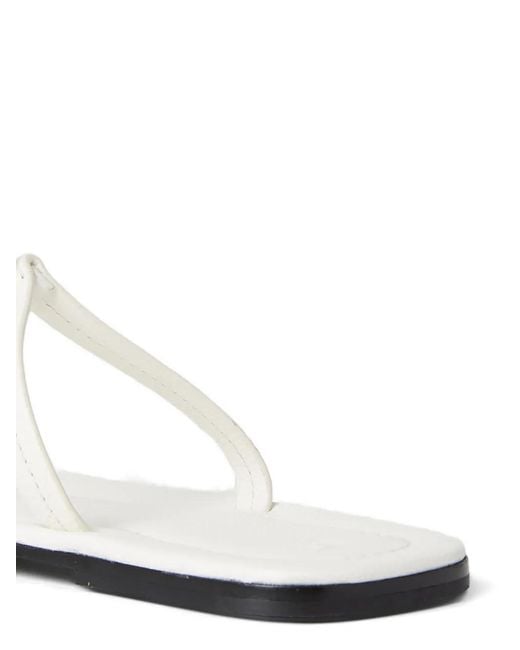 Totême White T-Strap Squared-Toe Flat Sandals