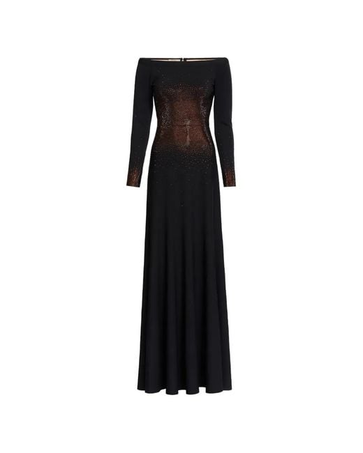 Elie Saab Black Crystal-Embellished Maxi Dress