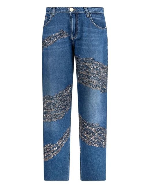 Liu Jo Blue Rhinestone-Embellished Jeans