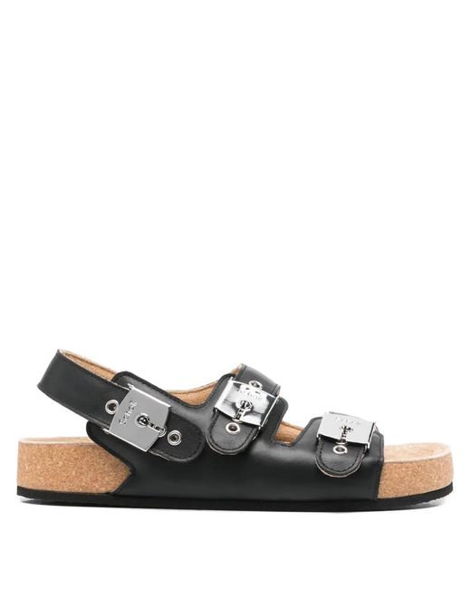 Balenciaga Black Buckle-Strap Leather Sandals