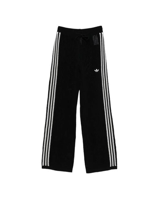 Adidas Black Three-Stripe Open-Knit Trousers