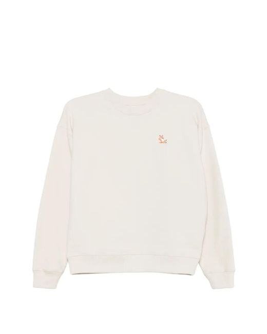Maison Kitsuné White Chillax Pullover Mit Fuchs-Patch