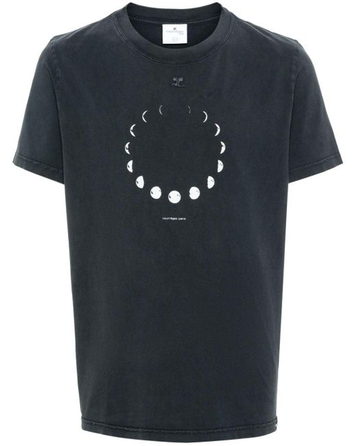 Courreges Black Logo-patch Cotton T-shirt for men