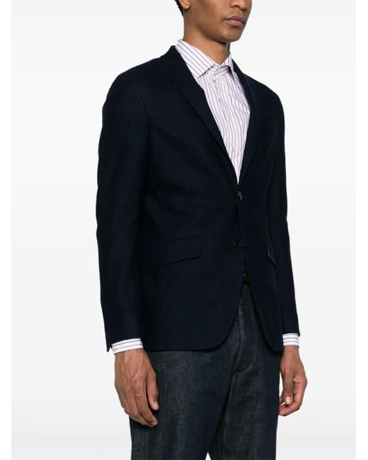 Etro Blue Patterned-Jacquard Single-Breasted Blazer for men