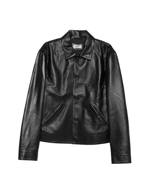 Pence Black Gioele Leather Jacket for men