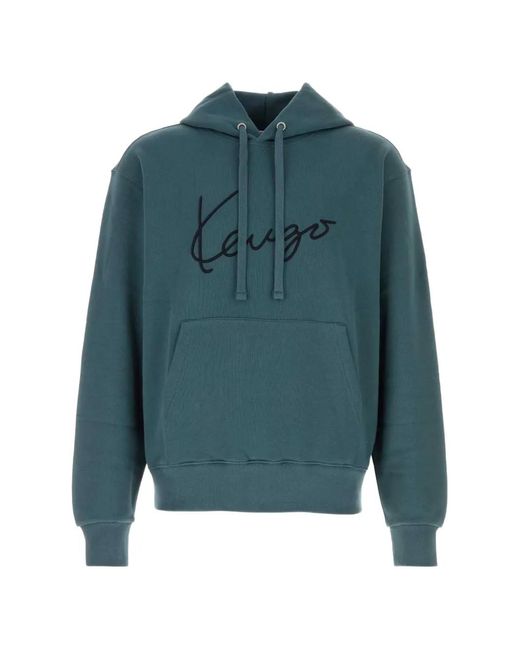 KENZO Blue Hoodie À Logo Brodé for men