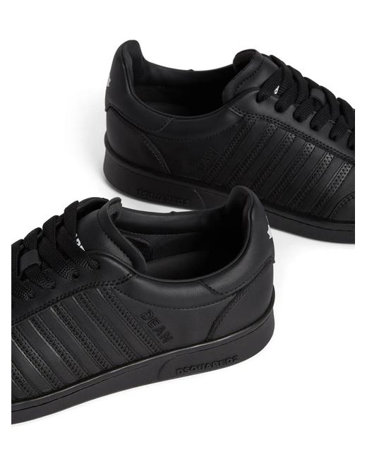DSquared² Black Leather Sneakers With Logo for men