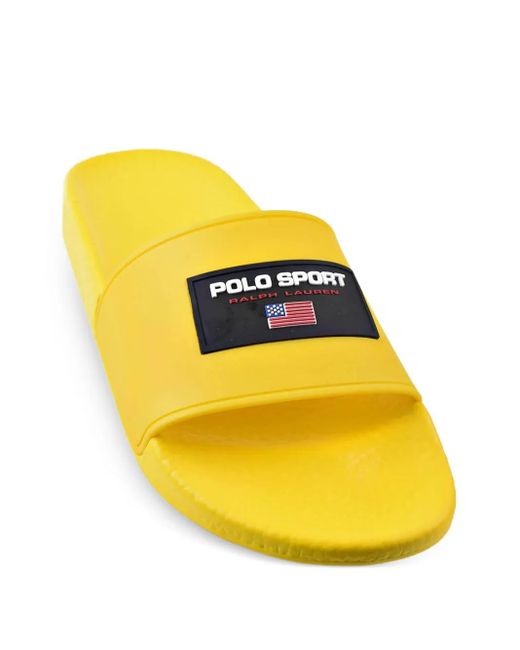 Polo Ralph Lauren Yellow Logo-Patch Slides for men