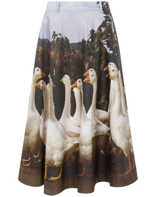 Moschino Midi-Rok Met Print in het Gray