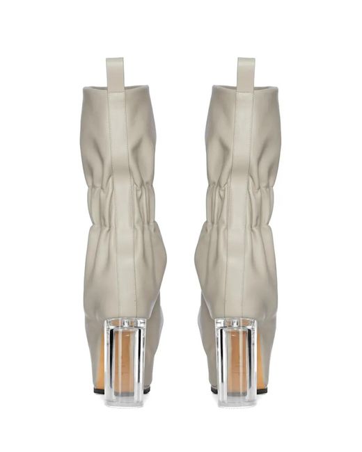 Rick Owens White Taquito Gathered Leather Ankle Boots