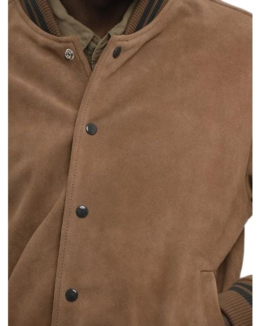 DIESEL Brown Suede Logo-Patch Bomber Jacket for men