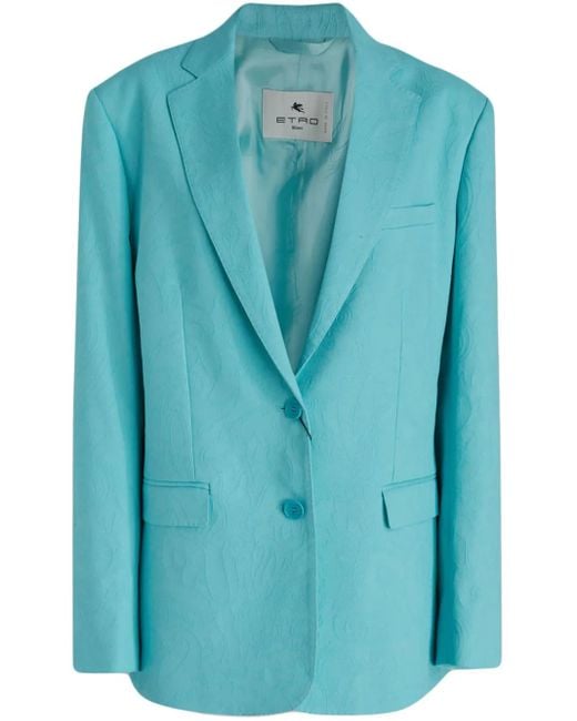 Etro Blue Jacquard Blazer