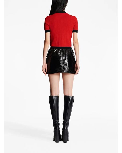 Balmain Red Short-Sleeve Cropped Cardigan