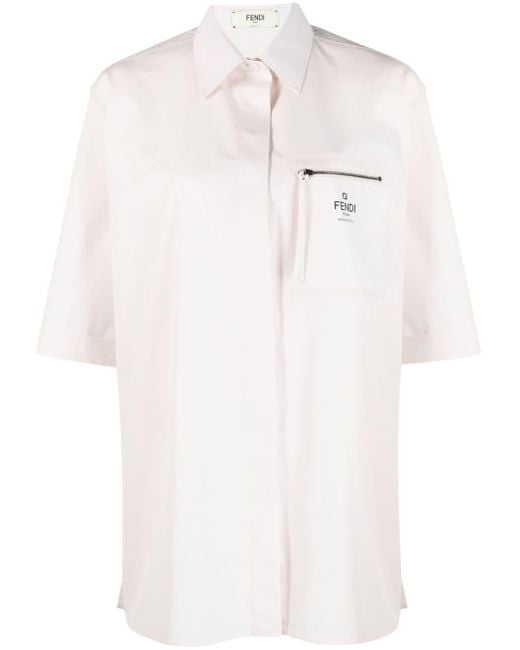 Fendi White Logo-print Cotton Shirt
