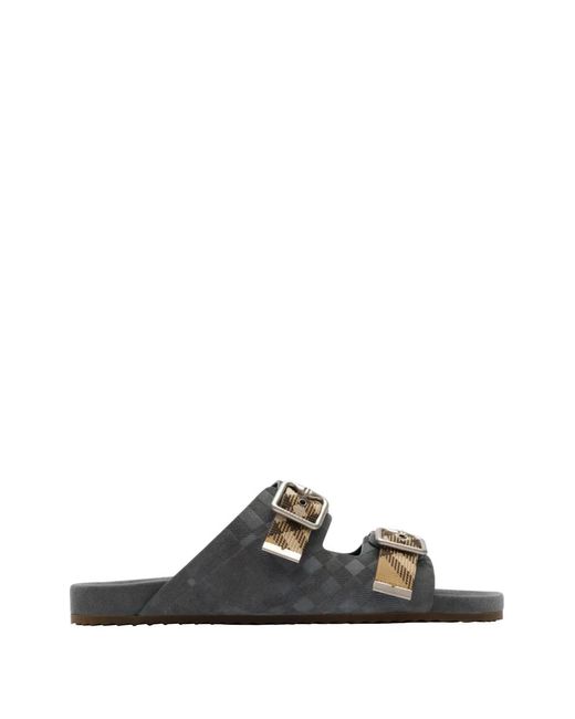 Burberry White Check Suede Urchin Sandals for men