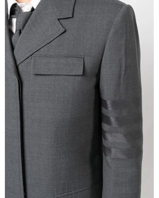 Thom Browne Gray 4-Bar Stripe Wool Coat