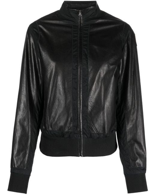 Parajumpers High-neck Leather Bomber Jacket in Black | Lyst