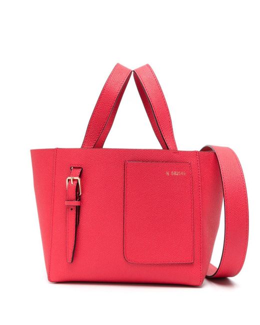 Valextra Red Mini Soft Bucket Tote Bag