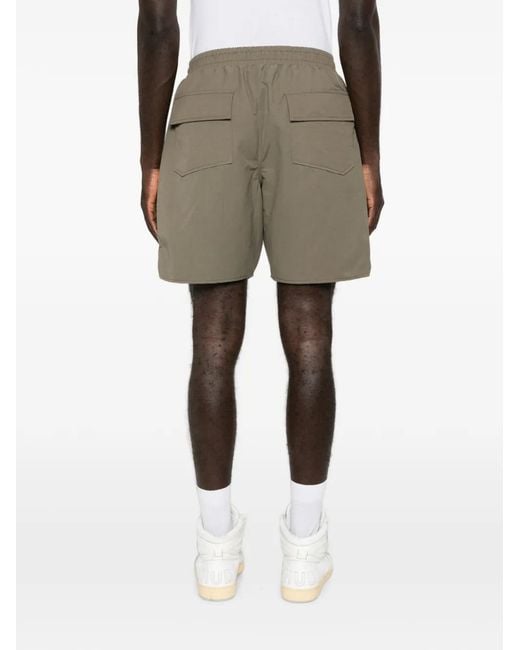 Rhude Natural Logo-Print Drawstring Shorts for men