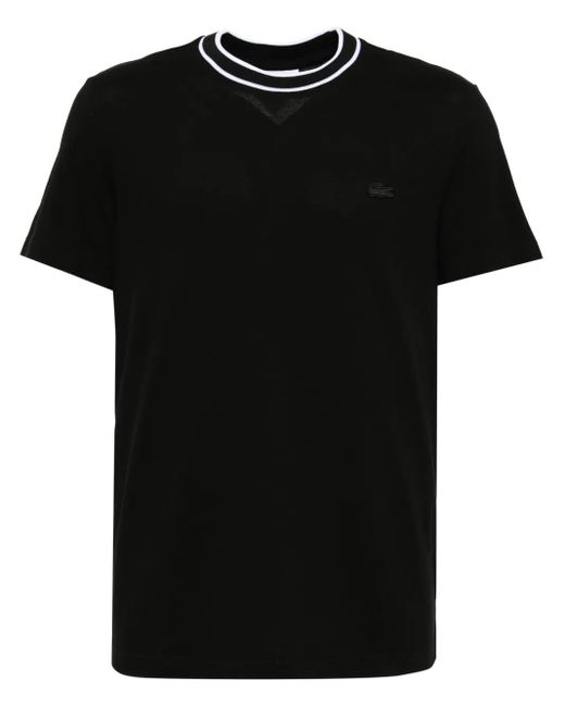 Camiseta Stretch Piqué Stripe Collar Lacoste de hombre de color Black