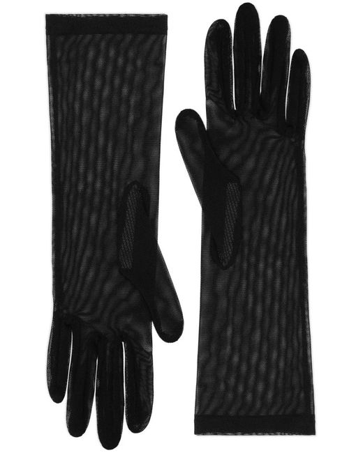 Dolce & Gabbana Black Tulle Semi-Sheer Gloves