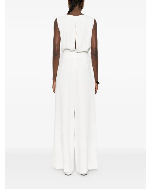 P.A.R.O.S.H. White Bow Sleeveless Jumpsuit