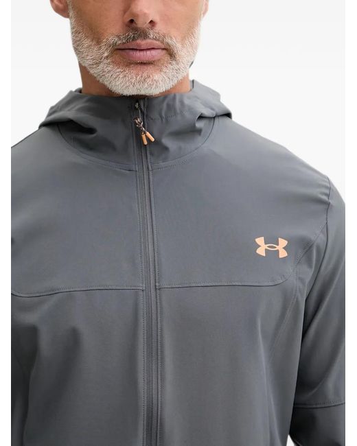 Under Armour Gray Tech Utility Woven Hooded Logo-Print Jacket for men
